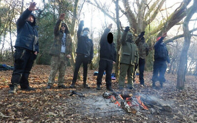 National Action members seen giving Nazi salute in Sevenoaks forest in December 2016 (Photo: West Midlands Police)