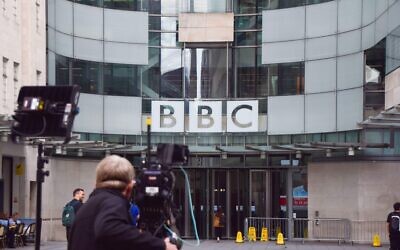 Media gather outside the BBC headquarters