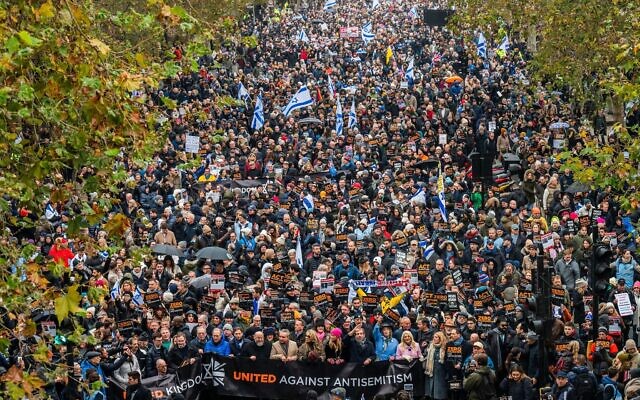 An antisemitism protest march in November. Credit: Guy Bell/Alamy Live News