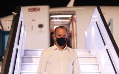 Dominic Raab arriving in Israel