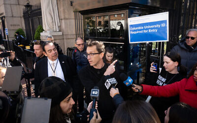 Israeli professor Shai Davidai outside of Columbia University, April 22, 2024. (Luke Tress)