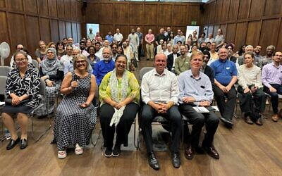 From left: the hustings’ chair, Laura Marks; Hina Bokhari; David Burrowes; and Sir Stephen Timms. CREDIT: FAITHS FORUM FOR LONDON