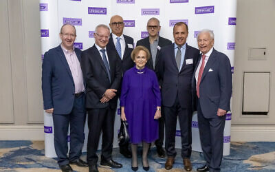 Lord Daniel Finkelstein OBE, Jewish Care President, Steven Lewis, Eddie Zakay, Mala Tribich MBE, Jewish Care Chair, Jonathan Zenios, Sol Zakay, Lord Levy.
Pic: Jewish Care