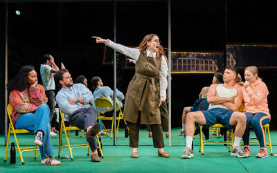 Olivia Washington (Kaneisha), Kit Harington (Jim), Irene Sofia Lucio (Patricia), Aaron Heffernan (Phillip) and Annie McNamara (Alana) in Slave Play at Noël Coward Theatre. Photo: Helen Murray