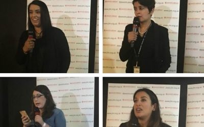 Speakers included. (L-R: Naz Shah MP, Baroness Shami Chakrabarti, Rhea Wolfson, and Luciana Berger MP)