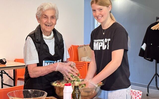 Project ImpACT's intergenerational cooking pilot young volunteer and Tibby, resident of Jewish Care's Sunridge Court care home