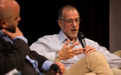 Sir Mick Davis speaking at JW3   (photo credit: Shai Dolev)