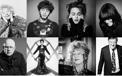 Some of the Jewish celebrities featured in the campaign. Top - L-R: Miriam Margolyes, Eyal Booker, Helena Bonham-Carter, Claudia Winkleman. Bottom: L-R: Matt Lucas, Sharon Osborne, Dame Maureen Lipman and Stephen Fry