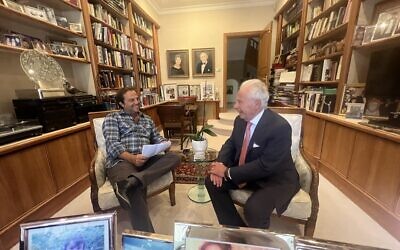 Richard Ferrer in conversation with Lord Levy in the Labour peer's home office.