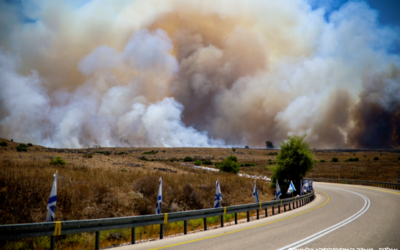 Hezbollah rockets sparking fires in northern Israel. Courtesy: Army Radio Israel/X