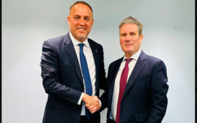 Head of the Palestinian Mission in the UK Husam Zomlot with Keir Starmer